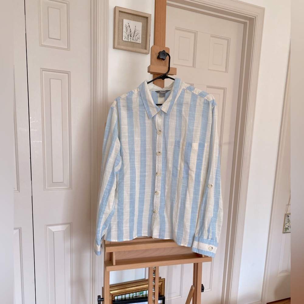 Natural Reflections Stripe Button Down Nwot - image 1